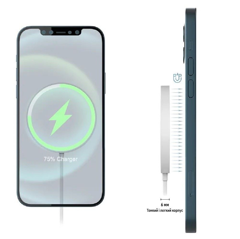 Бездротовий зарядний пристрій XON AirCharge MagSafe M1 (15W) White (AM1CW)