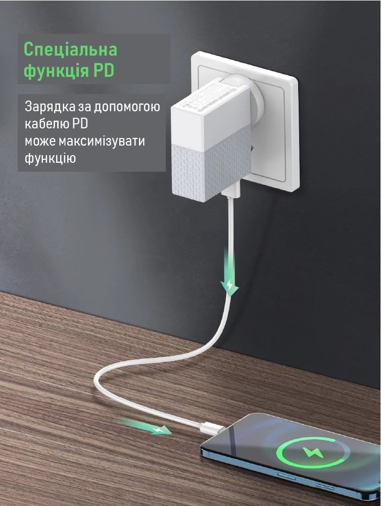 Зарядное устройство XON PowerCharge 65W (PD65) USB Type-C White (PCCW0065AС0W 137)