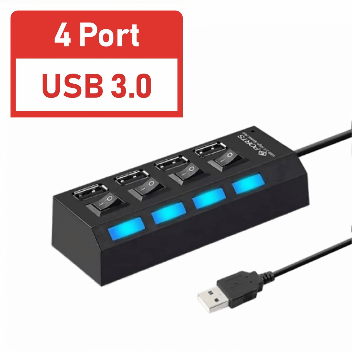 USB-хаб XON SmartHub Switch 4хUSB3.0 Чорний (UHASP040043B 4972)