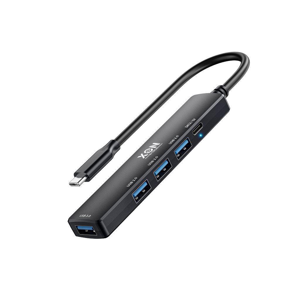 USB-хаб XON SmartHub 5 в 1 Type-С (4xUSB3.0 + Type-C) Чорний (UHCHP055300B 5122)
