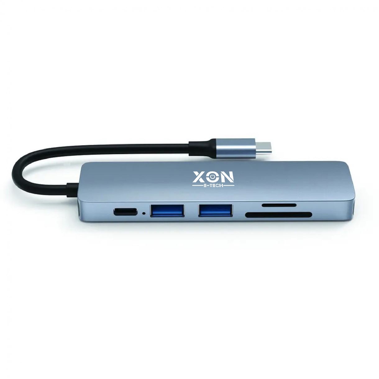 USB-хаб XON SmartHub 6 в 1 (SD/TF + Type-C + USB3.0 + 2хUSB2.0) Сірий (UHUHP062322G 5146)