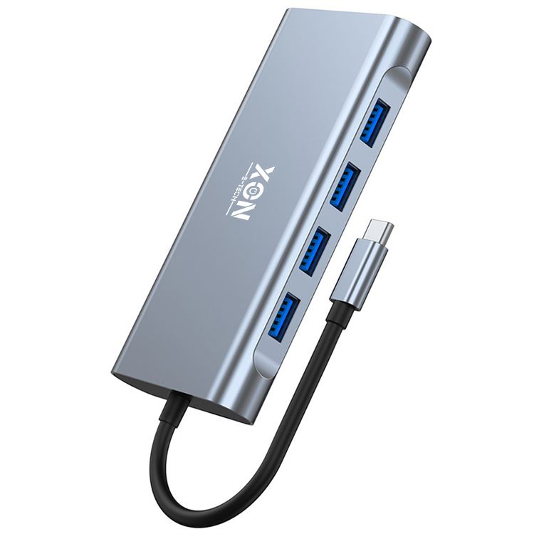 USB-хаб XON SmartHub 11 в 1 (Ethernet, VGA, HDMI, 3.5 Audio, SD/TF, Type-C, 2xUSB3.0, 2xUSB2.0) Сірий (UHCHP113322G 5269)