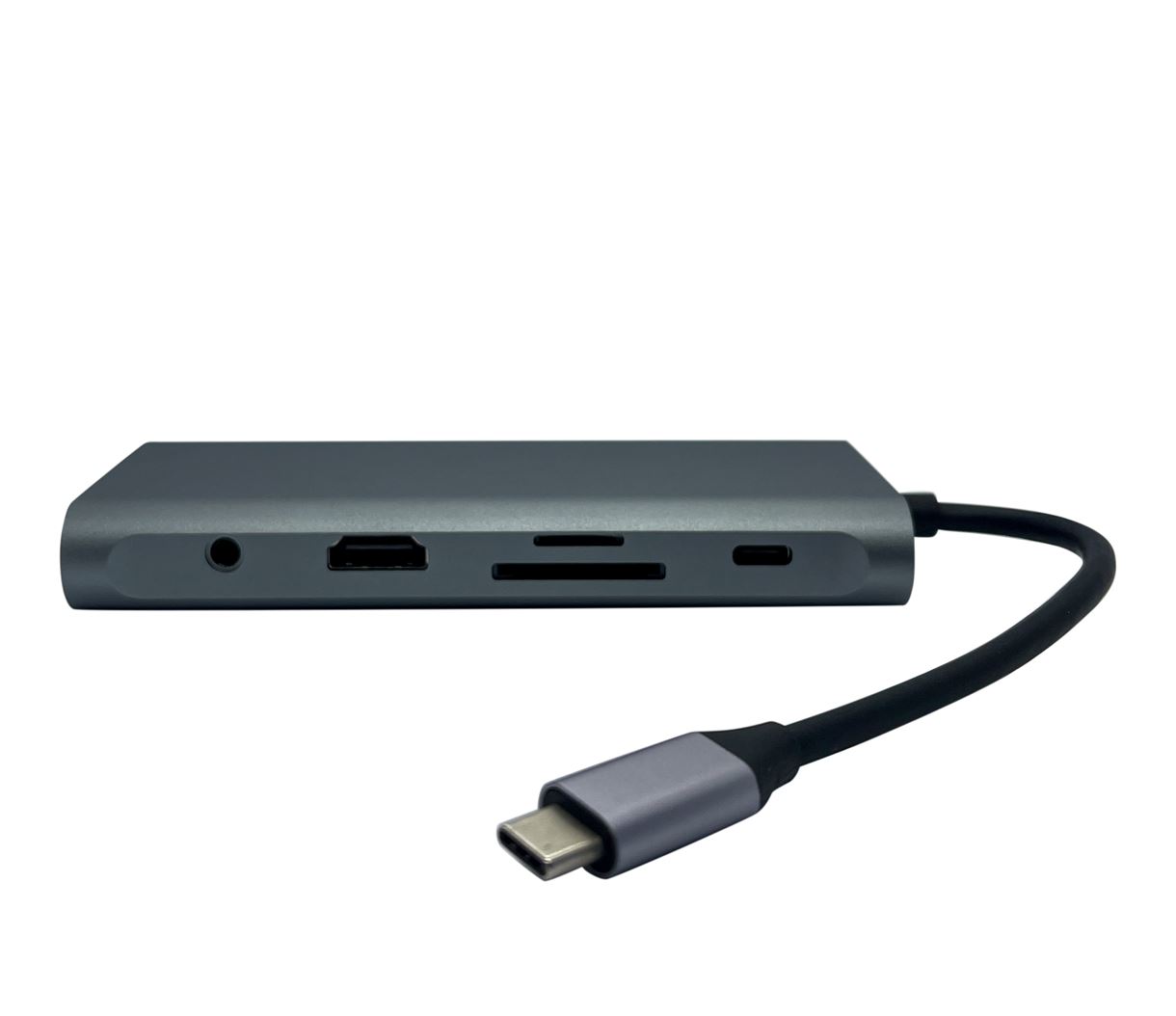 USB-хаб XON SmartHub 12 в 1 (Ethernet, VGA, HDMI, 3.5 Audio, SD/TF, 2xType-C, 4xUSB3.0) Сірий (UHCHP126300G 6198)