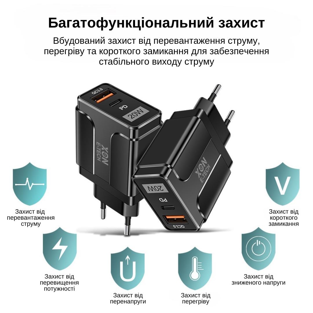 Зарядний пристрій XON PowerCharge 20W (PD20) USB Type-C (PCWA020020A1С1W 6143) Білий
