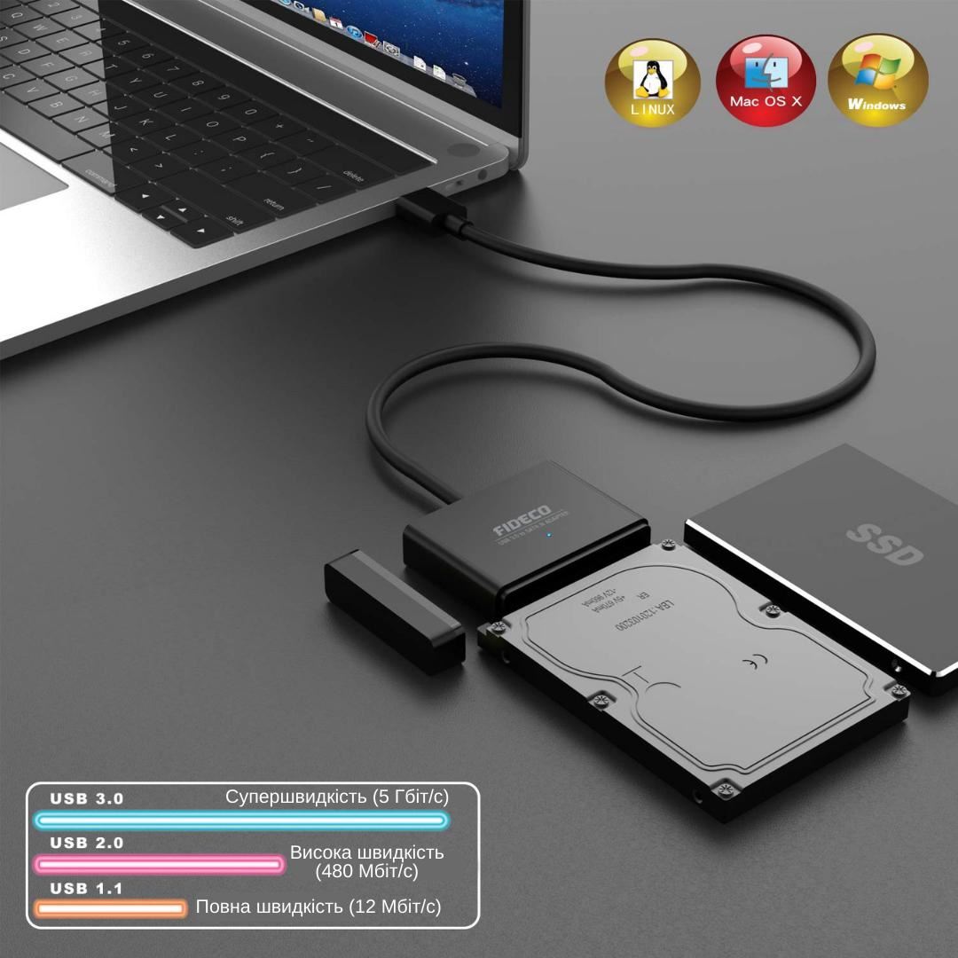 Адаптер Fideco для 2.5" SATA HDD/SSD USB 3.0 (FMC1WA0SA1PB 2667) Черная