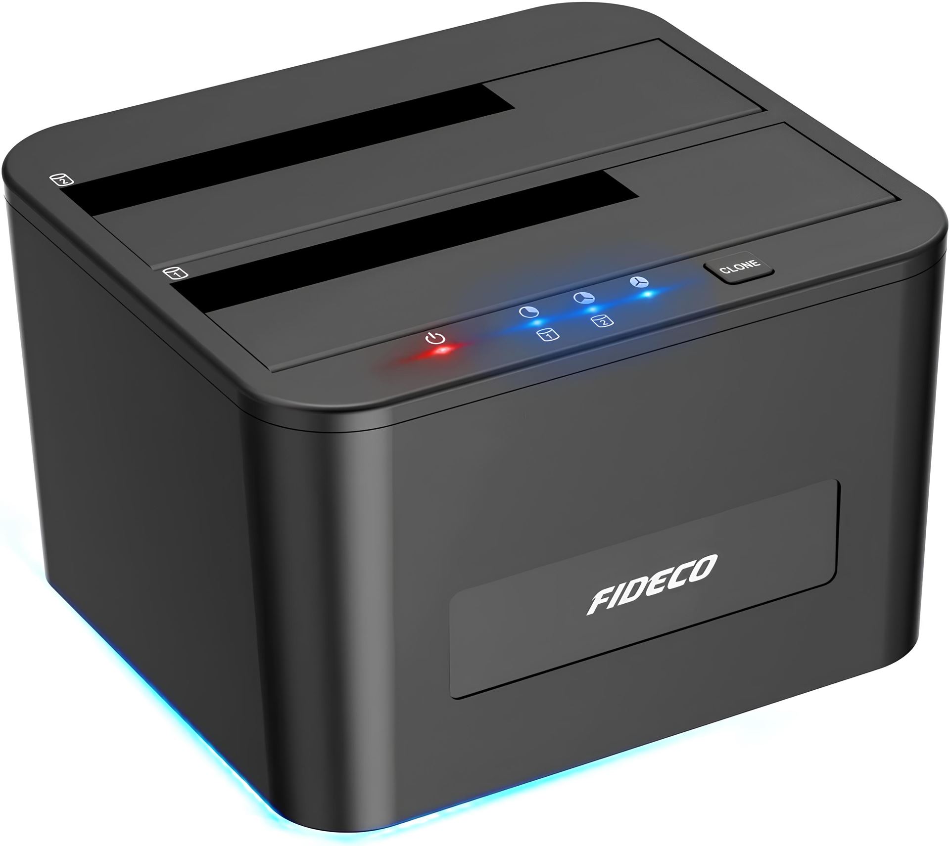 Док-станция клонировщик Fideco для двух HDD 2.5"/3.5" SATA/SSD USB 3.0 (FDS1SA0SA2PB 2605) Черная