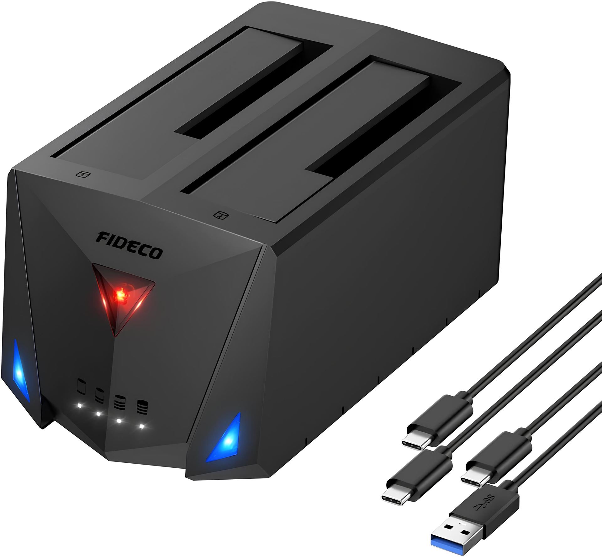 Док-станция клонировщик Fideco для двух HDD 2.5"/3.5" SATA/SSD USB 3.0 (FDS2SA0SA2PB 2599) Черная